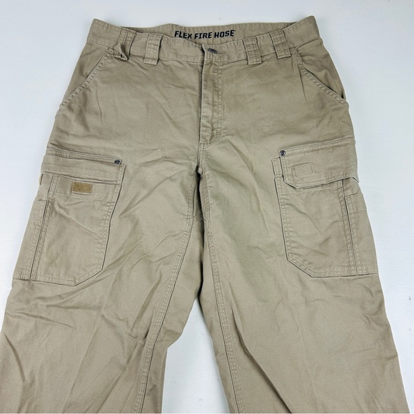 Duluth Trading Co Cargo Pants Sz 36 X 32 Khaki Canvas Flex Fire Hose Work - Picture 2 of 8
